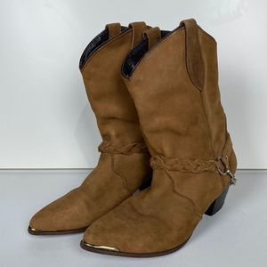 Brown Ankle Boots with Braided Detail